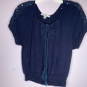 Navy Bohemian crop top